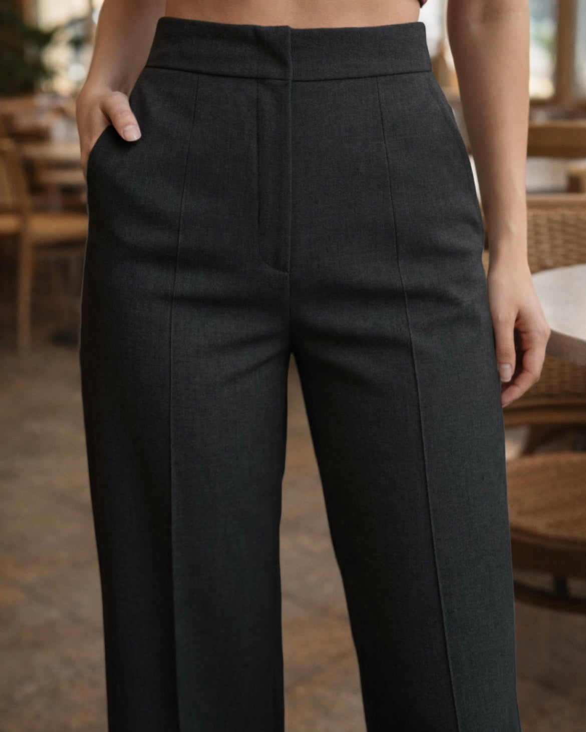 Zara Cut Charcoal Grey Pants | بنطلون قصّة زارا باللون الرصاصي