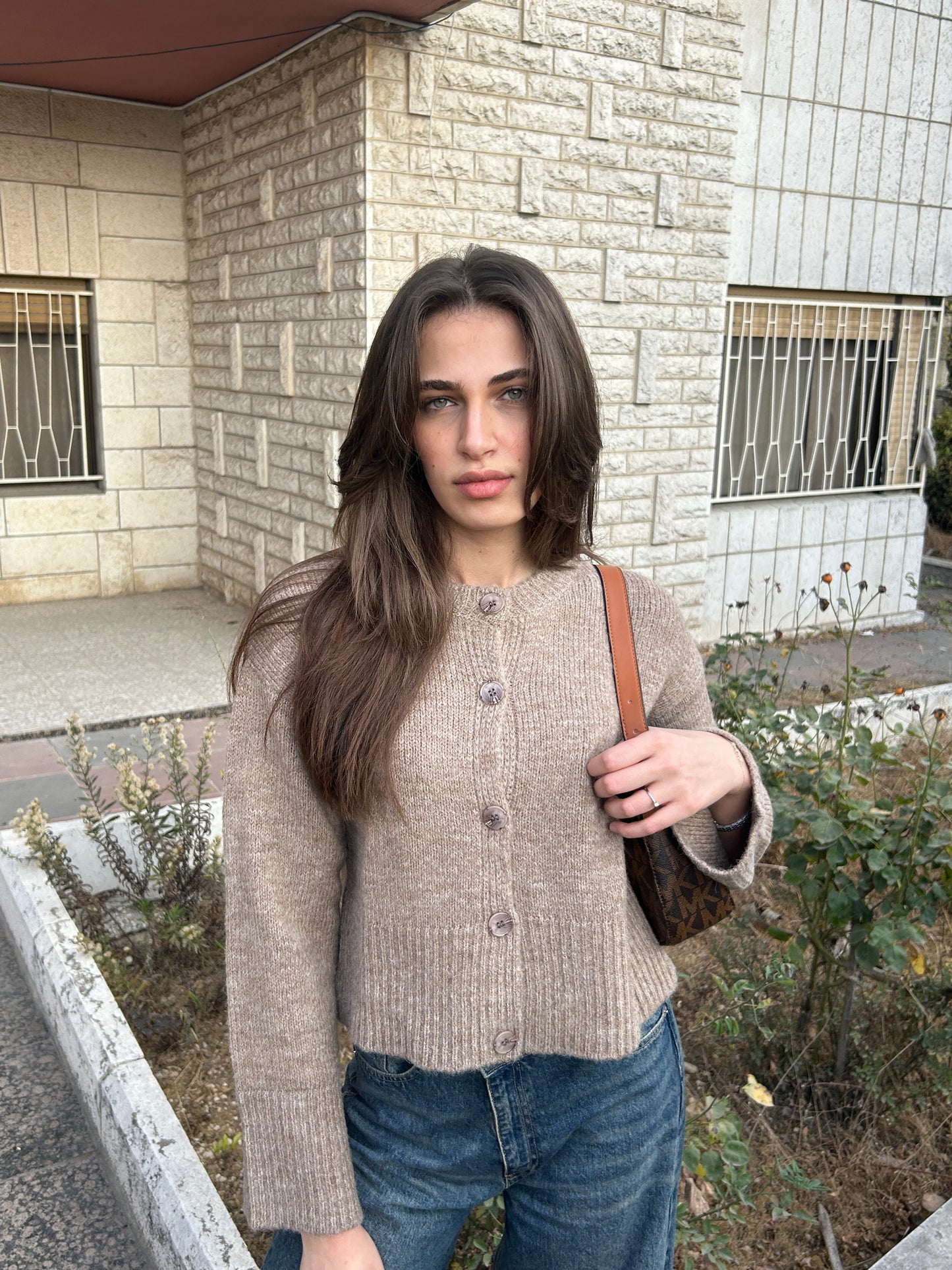 Mocha Knit Buttoned Cardigan | كارديغان محبوك بلون الموكا