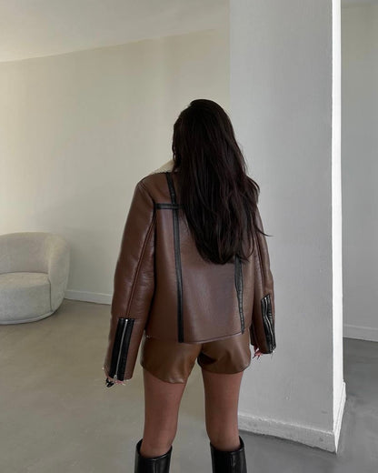 Brown Double Face Leather Jacket