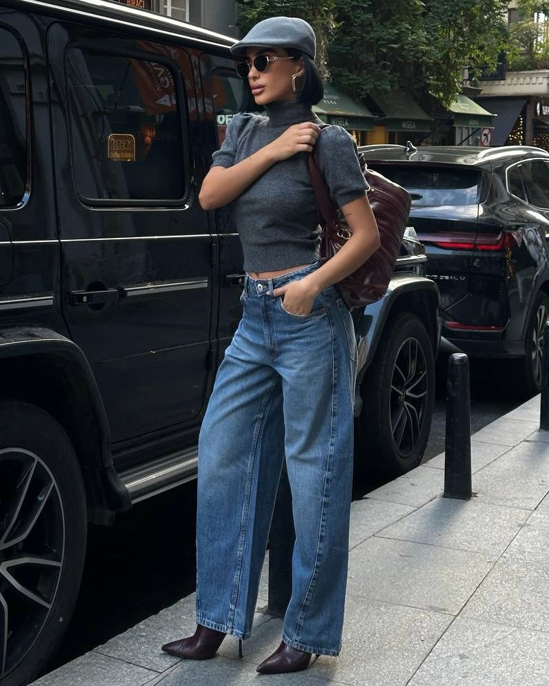High Rise Barrel Jeans| جينز خصر عالي بقصة باريل (بالون) مريحة وواسعة