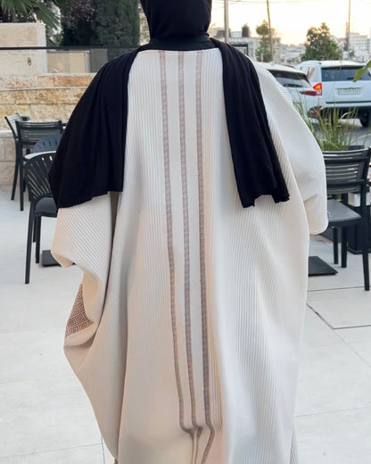 Light Beige Kaftan with Shiny Embroidery | قفطان بيج بتطريز لامع