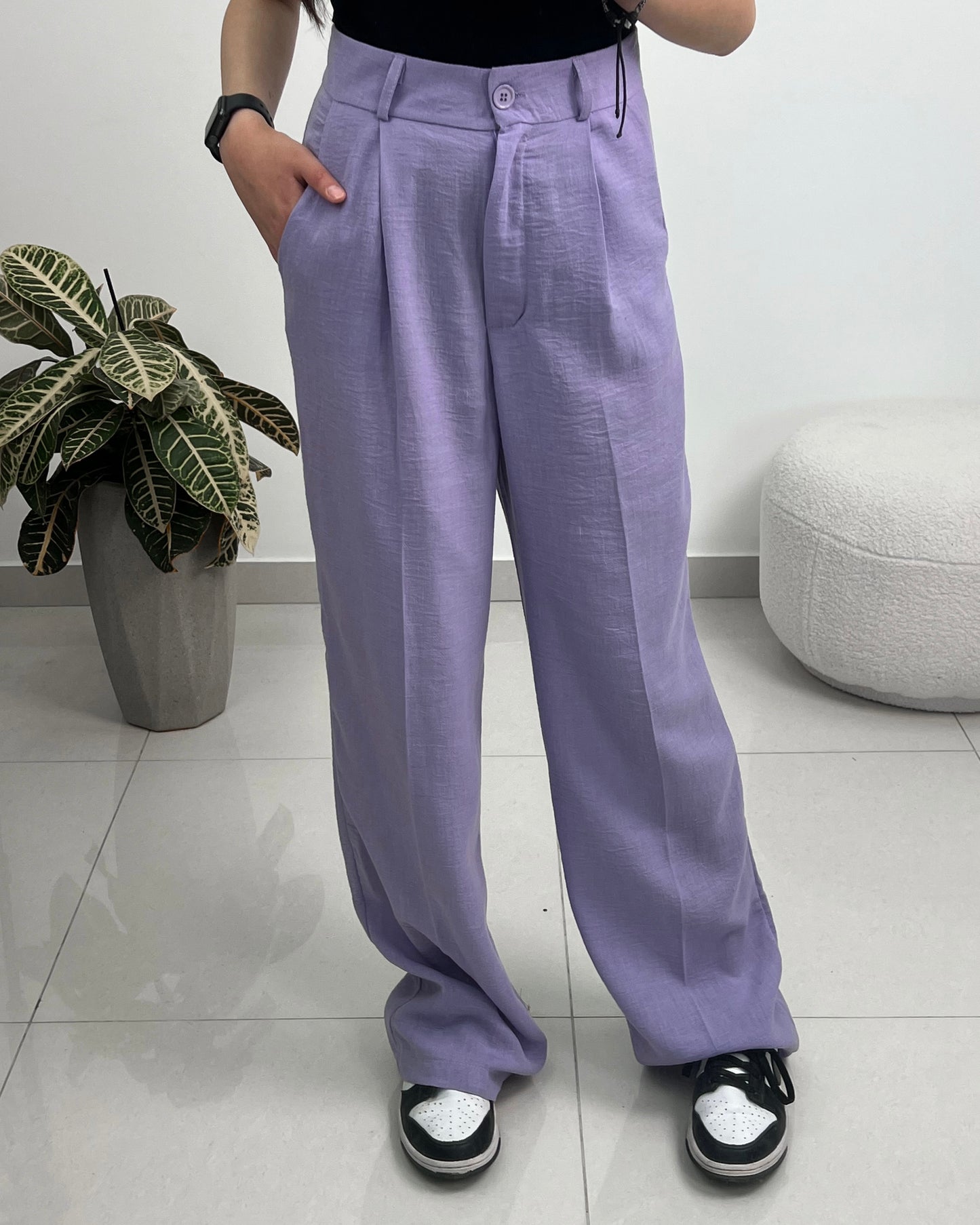 Lavender Wide-Leg Trousers