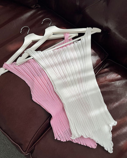 Pink Tank with Asymmetrical Hem