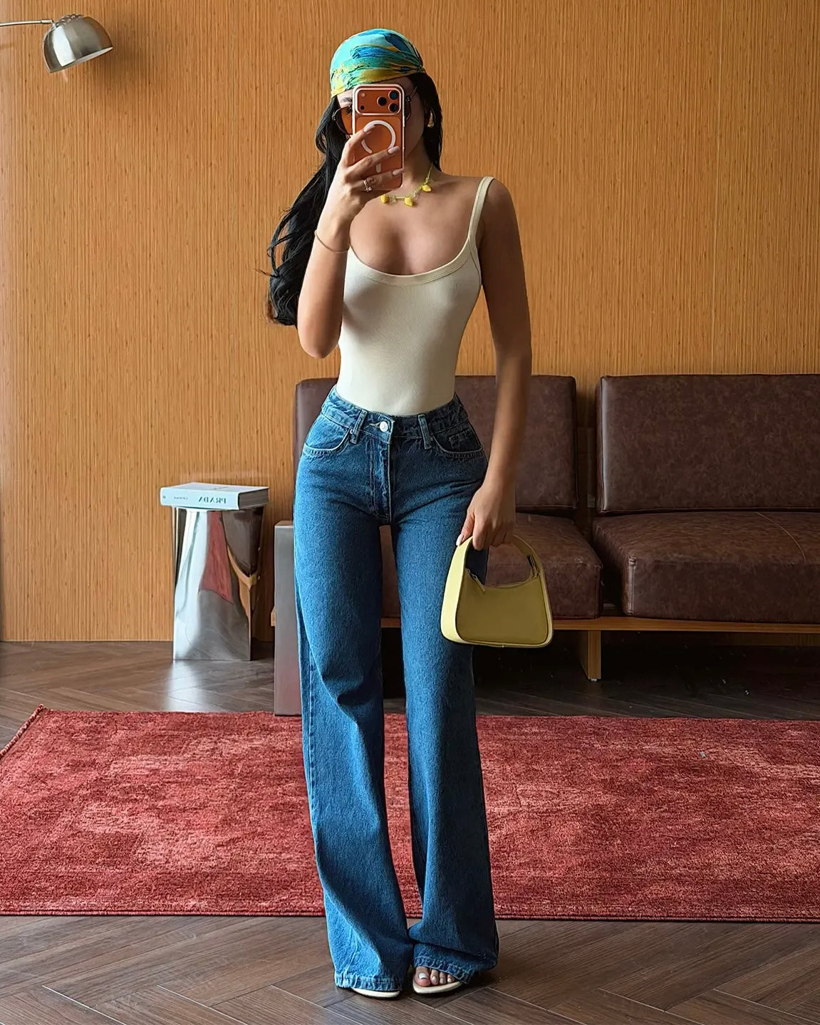 Classic Blue Wash Wide Leg Straight Jeans | جينز واسع مستقيم كلاسيكي