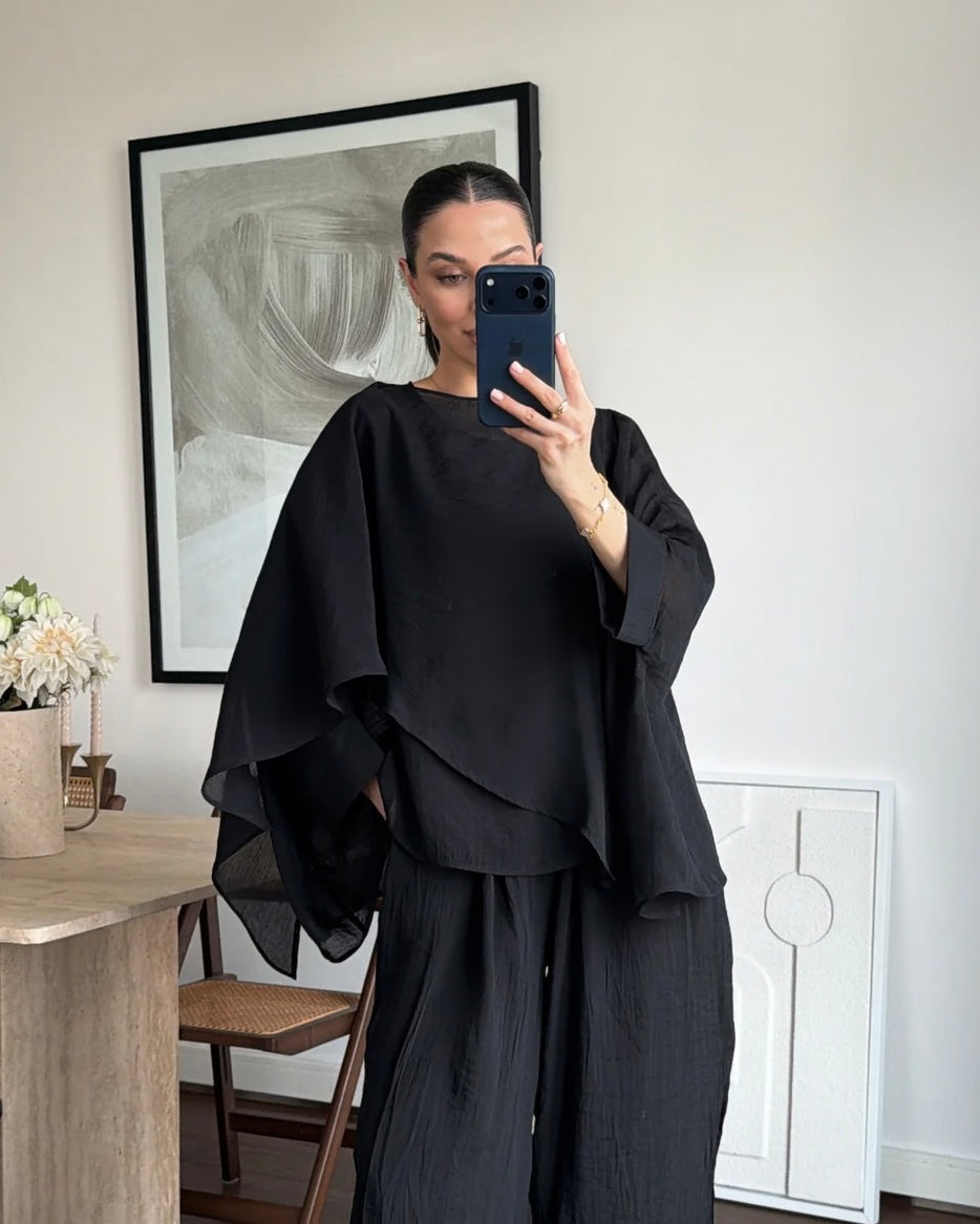 Black Chiffon Blouse | بلوزة شيفون باللون الاسود