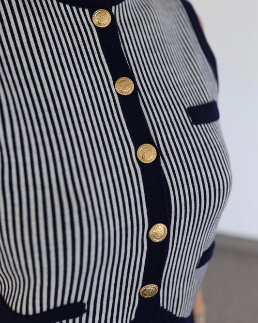 Navy Blue Striped Vest