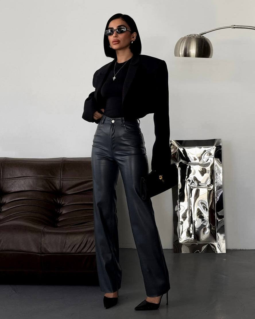 Black Leather Pants | بنطلون جلد اسود