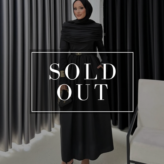 Soft Pleated Black Dress | فستان أسود بطيات ناعمة