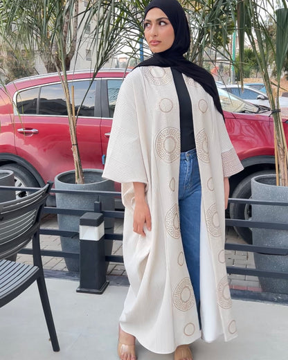 Light Beige Kaftan with Shiny Embroidery | قفطان بيج بتطريز لامع