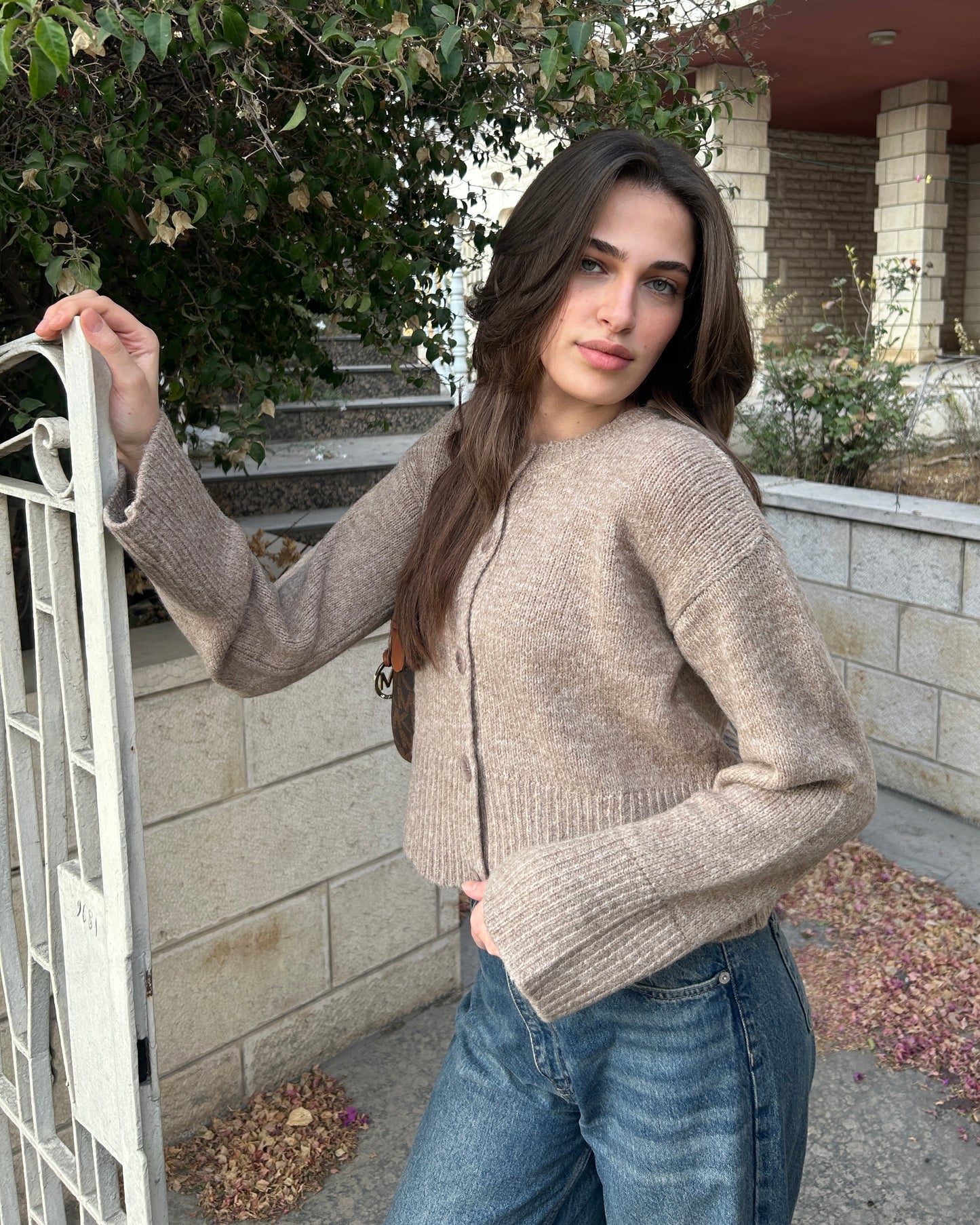 Mocha Knit Buttoned Cardigan | كارديغان محبوك بلون الموكا