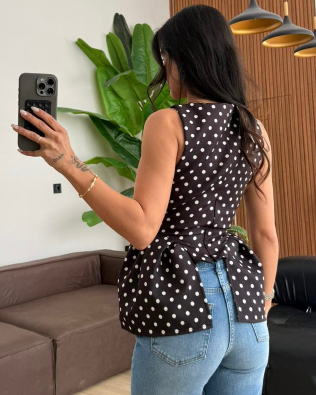 Elegant Polka Dot Peplum Top | توب بيبلوم أنيق بنقشة البولكا دوت