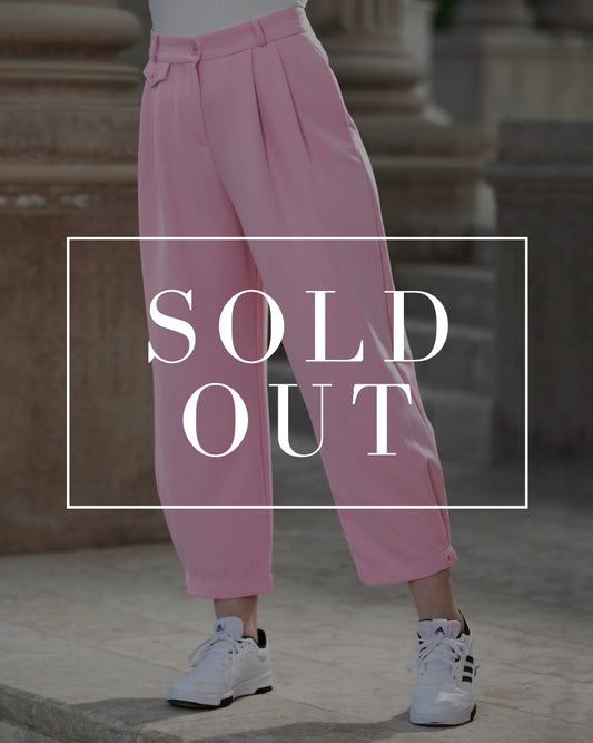 Bubblegum Pink Striped Trousers | بنطلون مخطط باللون الوردي