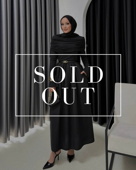 Soft Pleated Black Dress | فستان أسود بطيات ناعمة