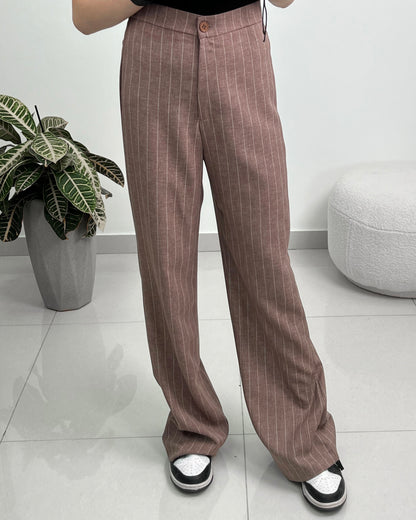 Chestnut Brown Striped Trousers