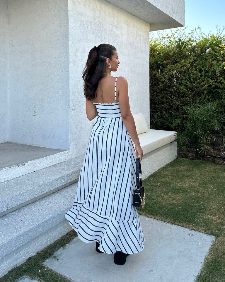 Feminine Striped Maxi Dress | فستان ناعم ماكسي مخطط