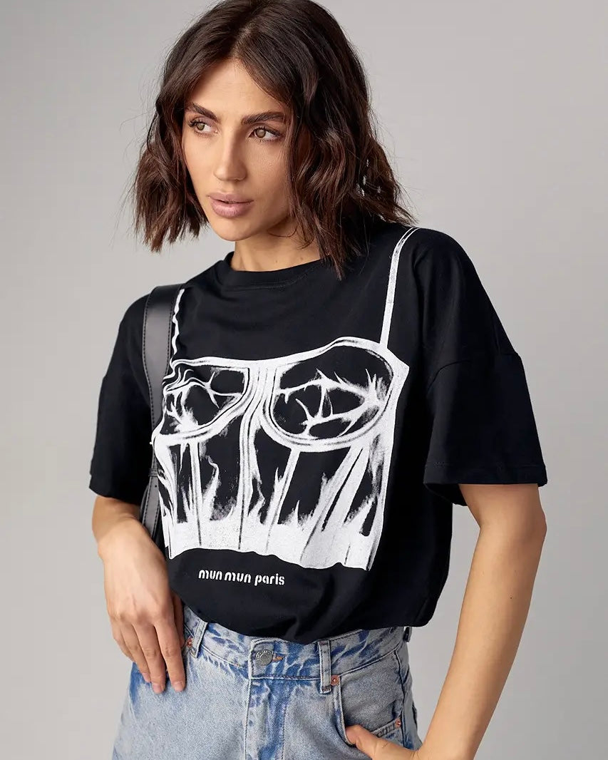 Graphic Corset Illusion Black Tee