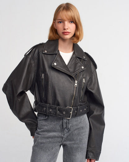 Vintage Leather Biker Jacket