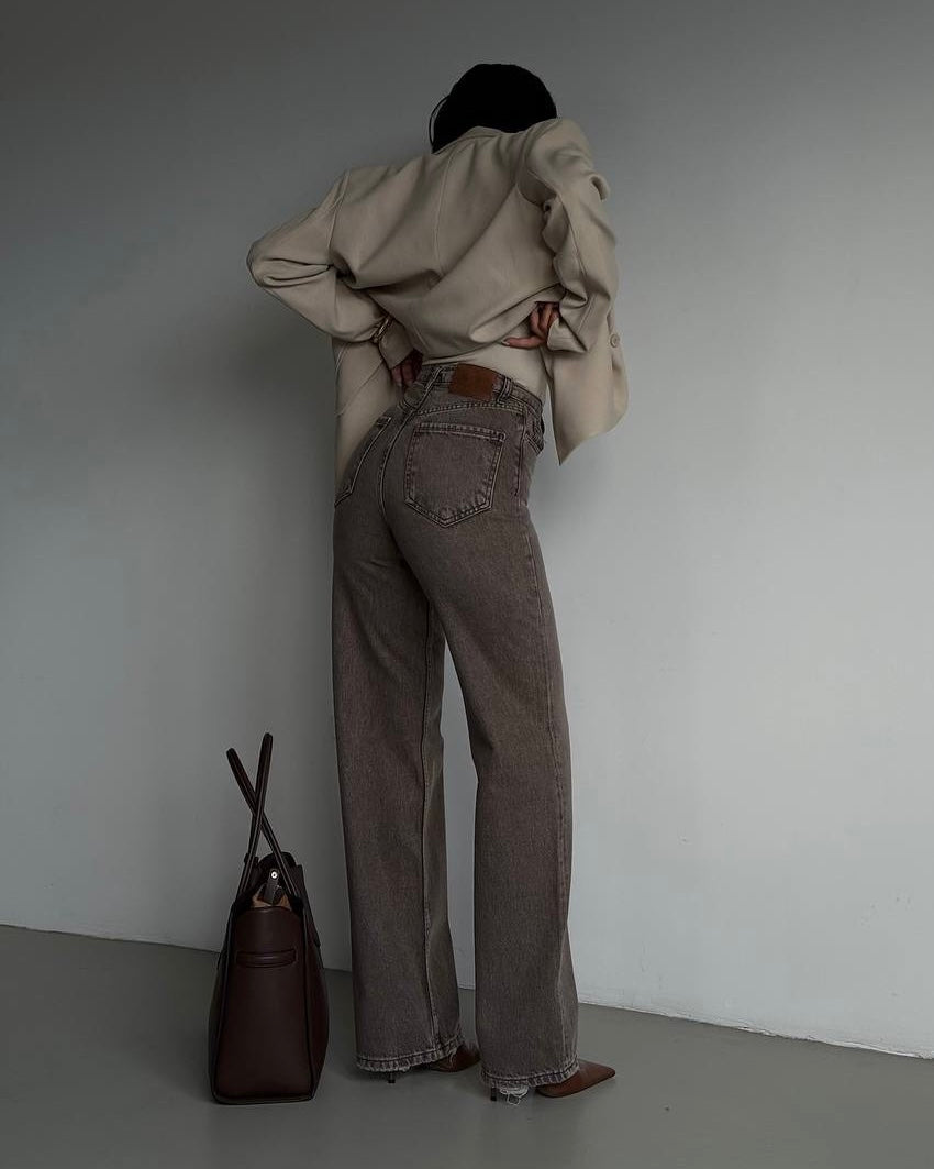 Faded Tan High-Rise Denim Jeans | جينز بني باهت خصر عالي