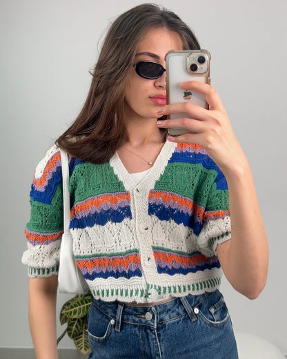 Vibrant Vintage-Inspired Crochet Cardigan