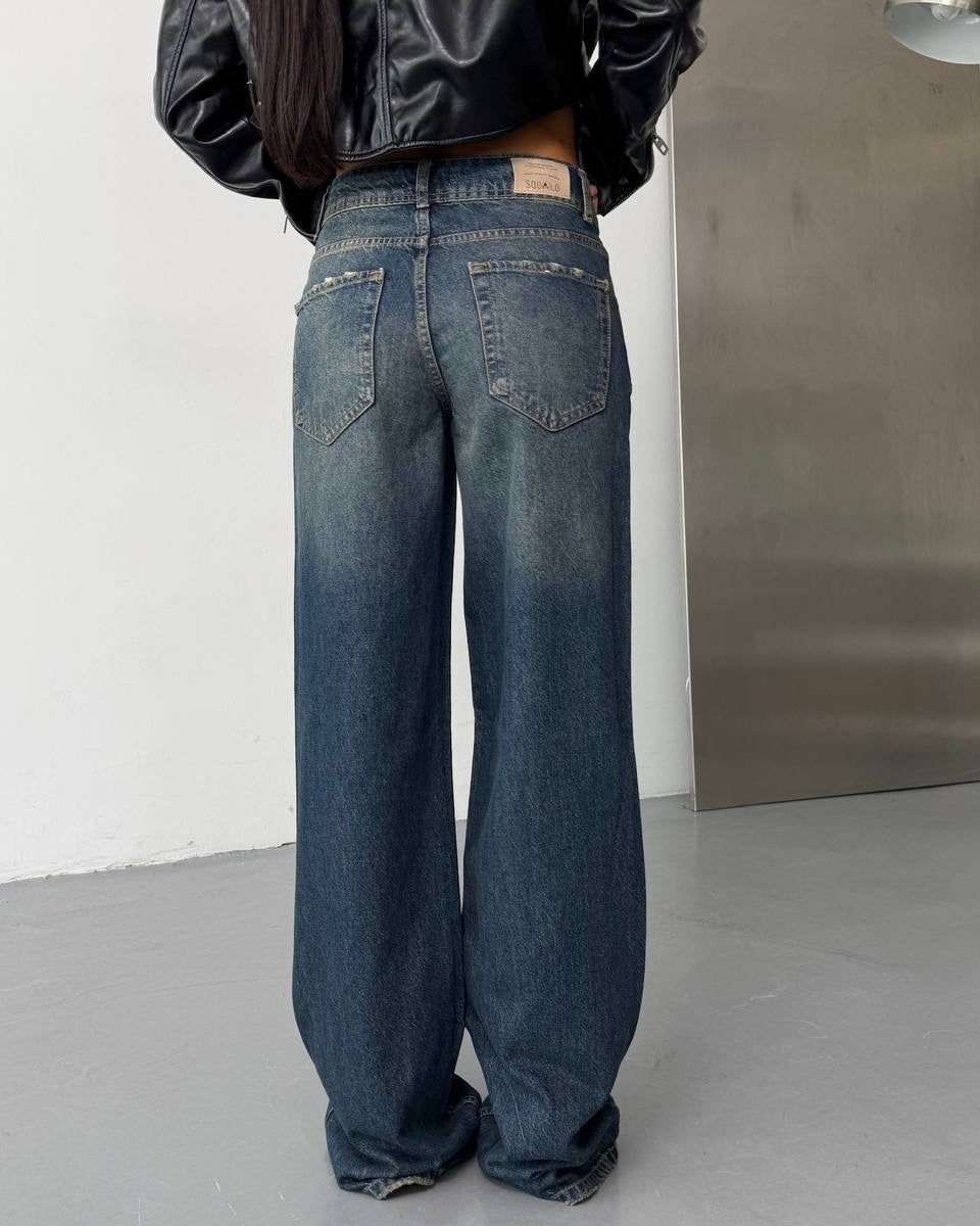 Vintage Wash Wide-Leg Denim Jeans | جينز ڤينتج بقصة واسعة وخصر عالي