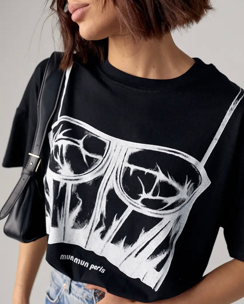 Graphic Corset Illusion Black Tee