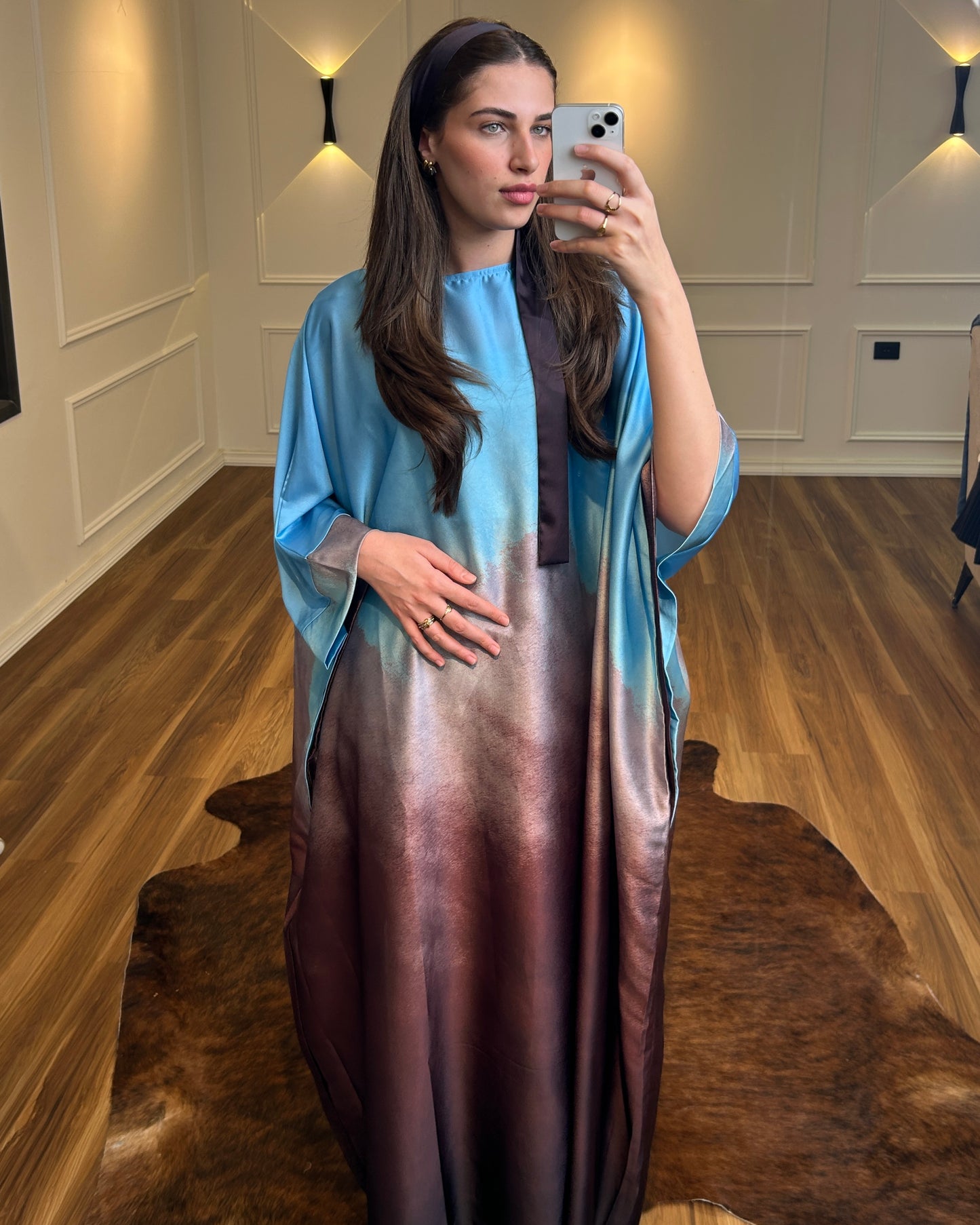 Satin Draped Dress/Abaya | فستان/عباية ساتان بقصة انسيابية