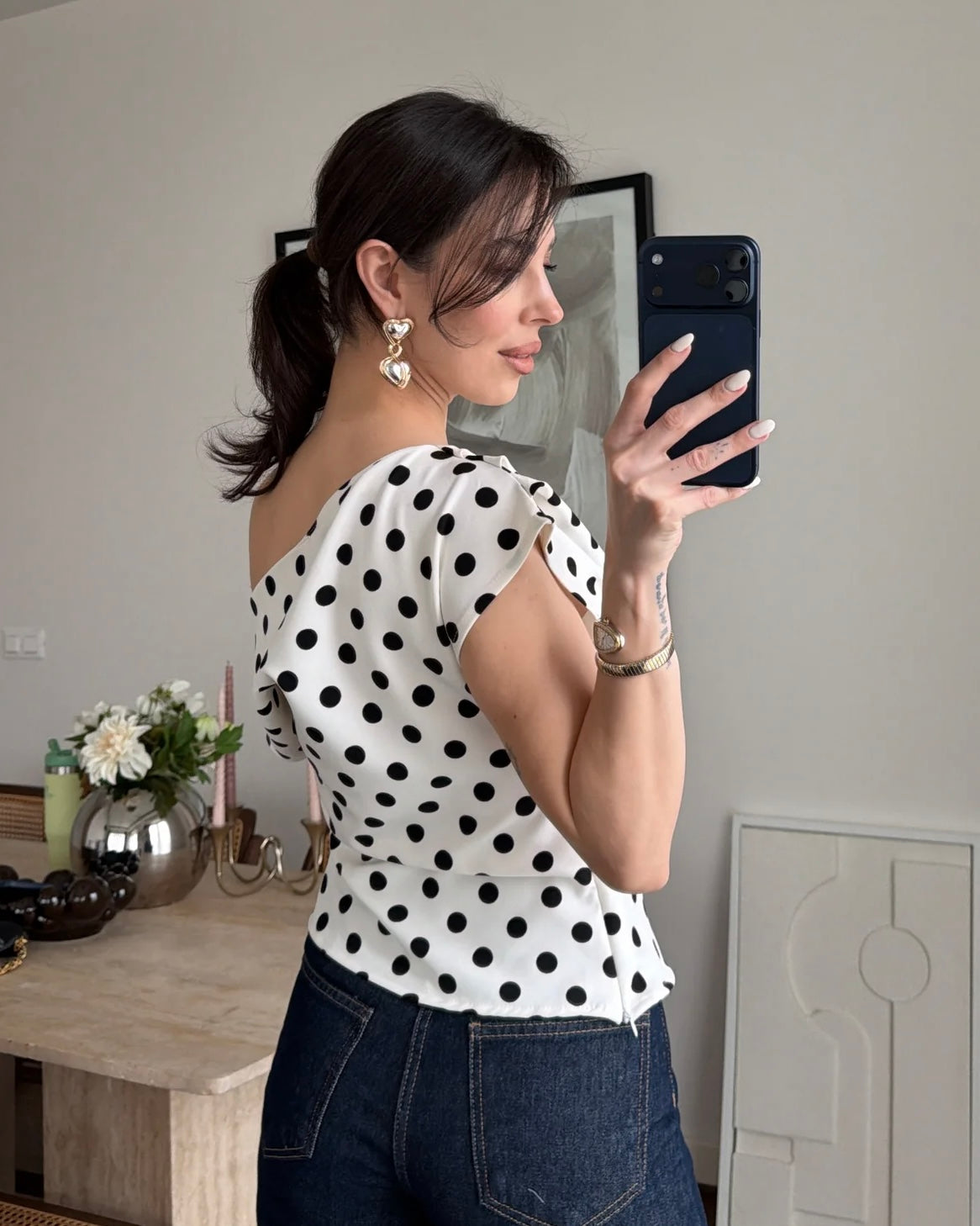Polka Dot Off-Shoulder Top | توب منقط بقصة أوف شولدر