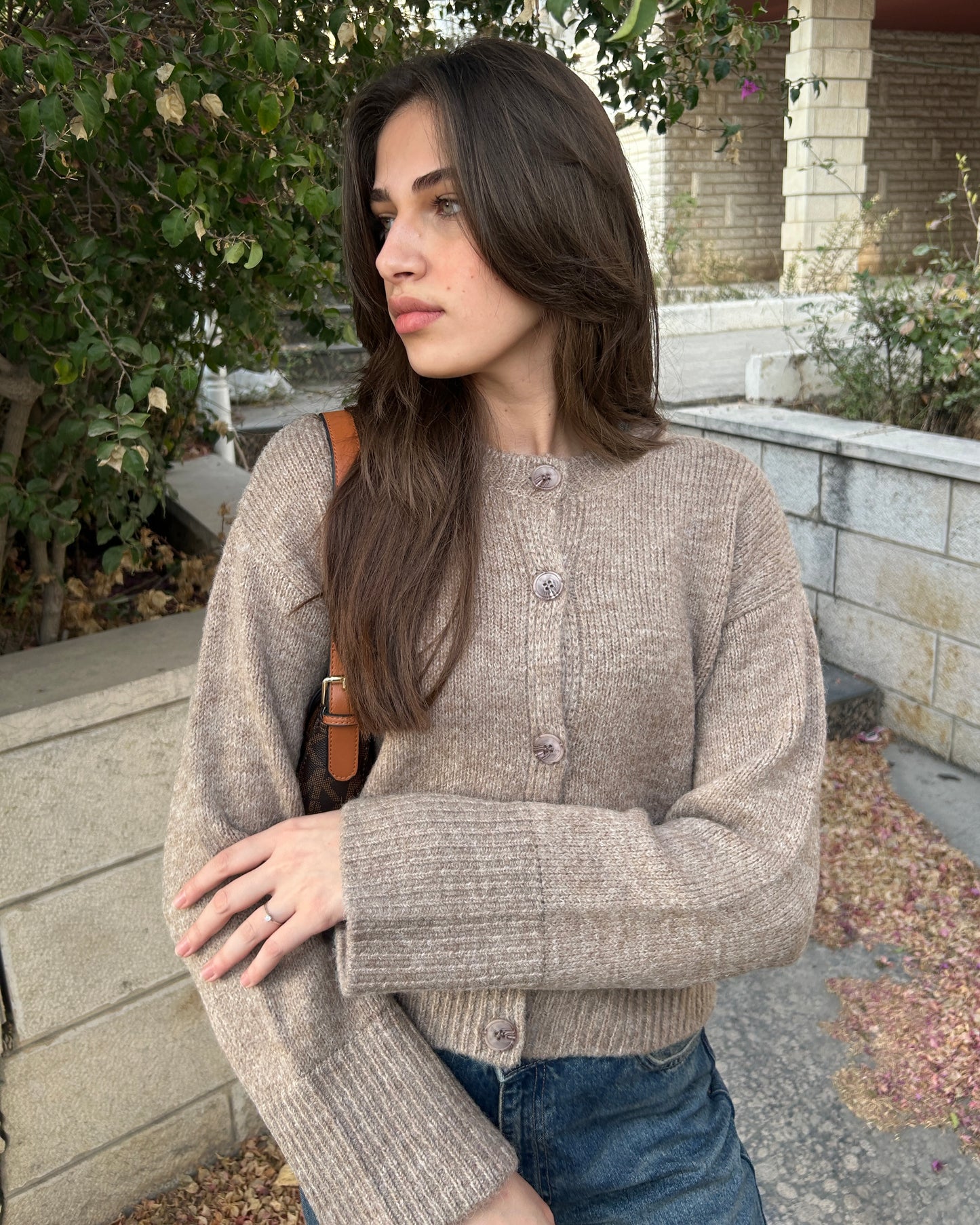 Mocha Knit Buttoned Cardigan | كارديغان محبوك بلون الموكا