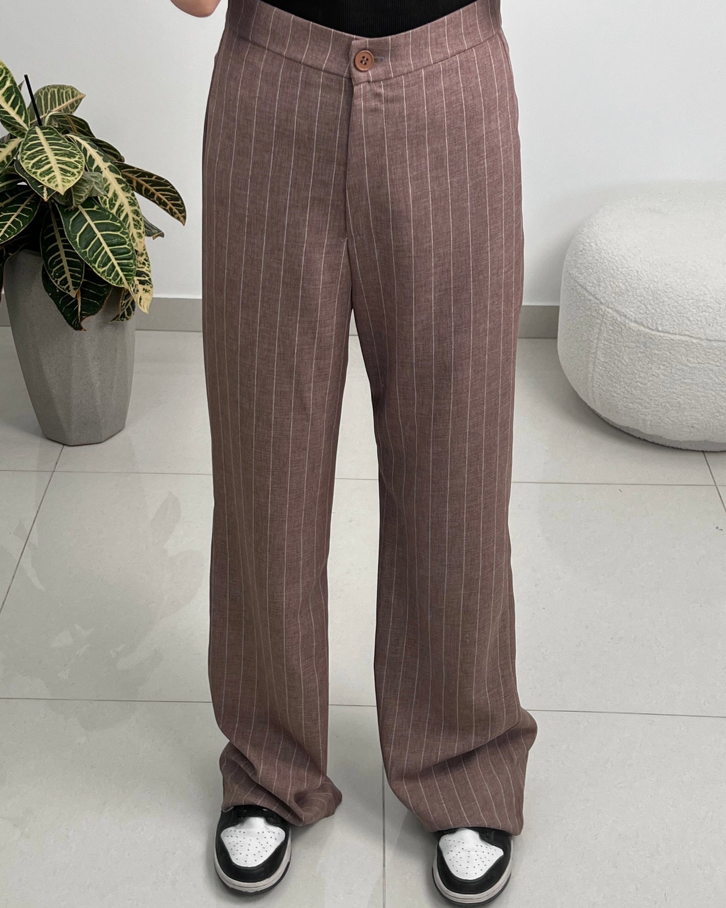 Chestnut Brown Striped Trousers