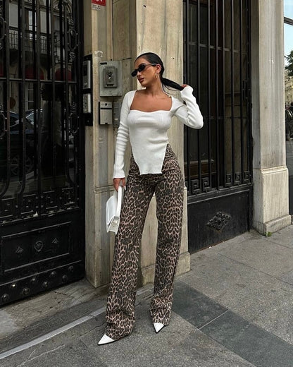 Warm Toned High Waisted Leopard Jeans