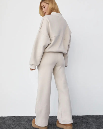 Beige Casual Loose Tracksuit