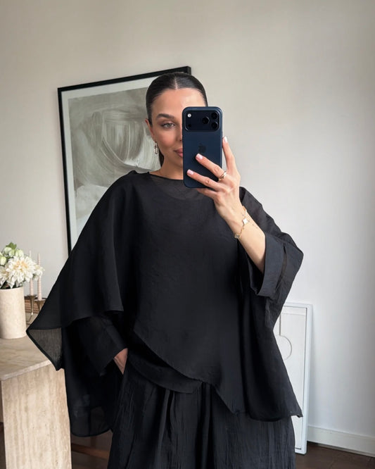 Black Chiffon Blouse | بلوزة شيفون باللون الاسود