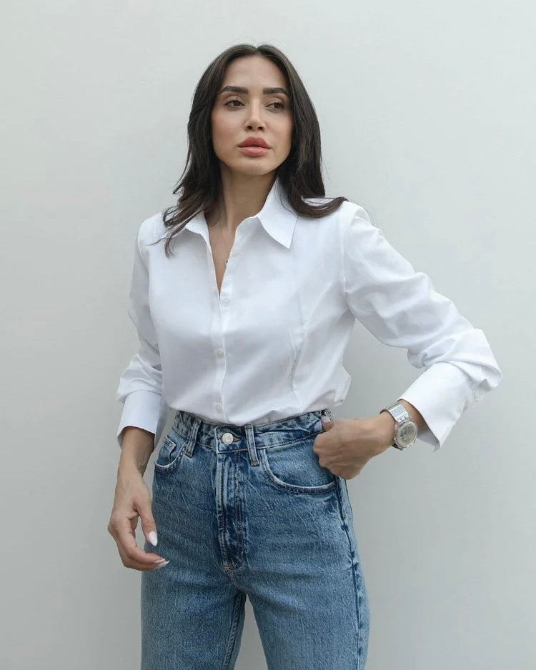 חולצה לבנה רשמית מוצקה