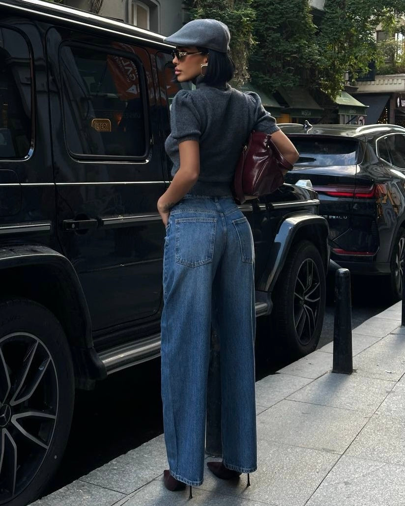 High Rise Barrel Jeans| جينز خصر عالي بقصة باريل (بالون) مريحة وواسعة