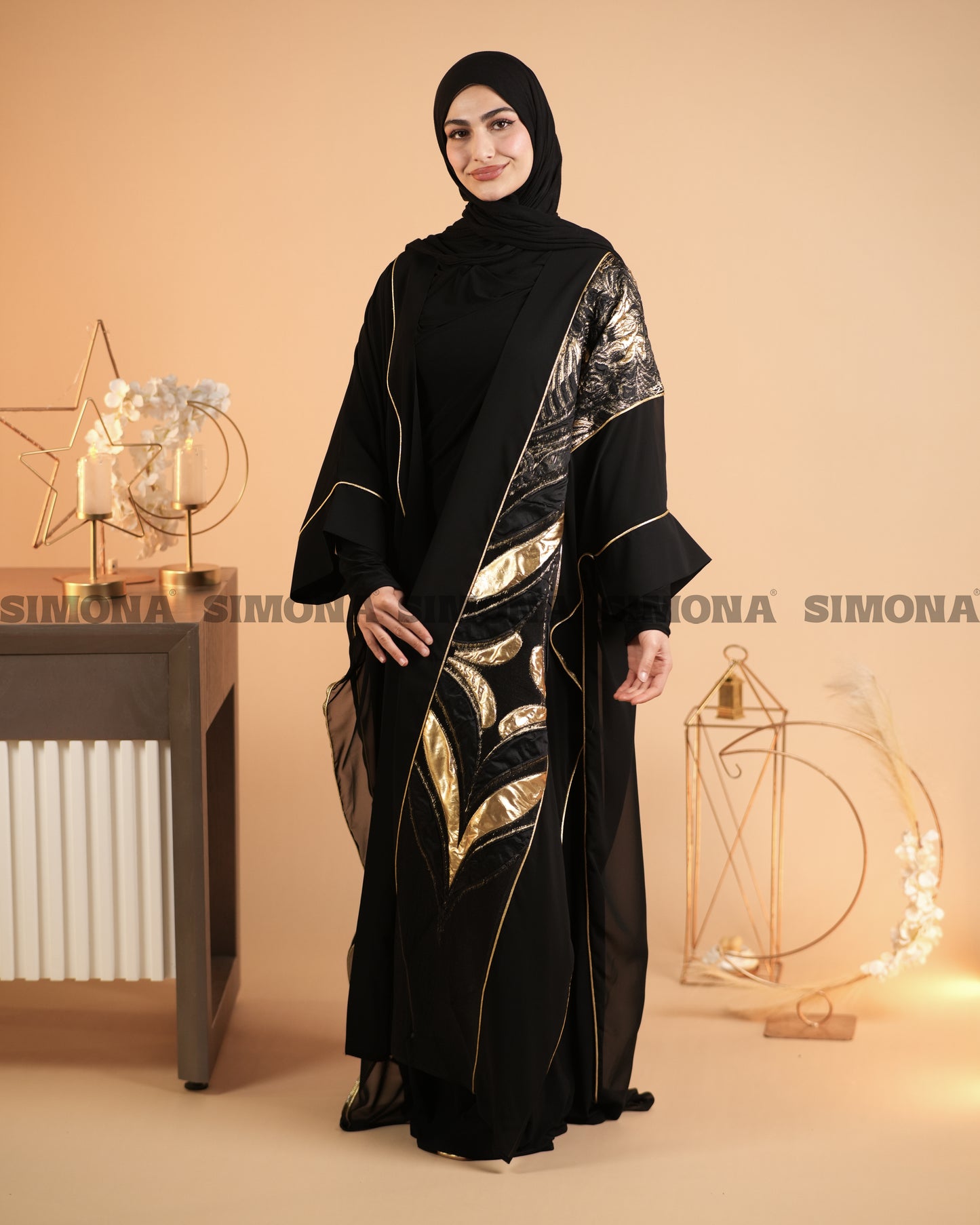 Luxurious Black & Gold Kaftan