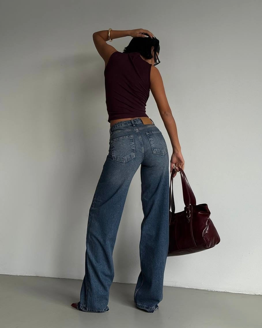 Vintage Blue Jeans with Raw Hem | جينز أزرق فينتج بحفّه خام