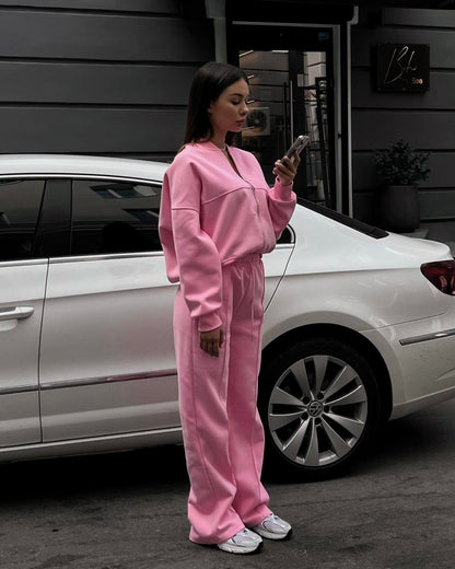 Pink Casual Loose Tracksuit