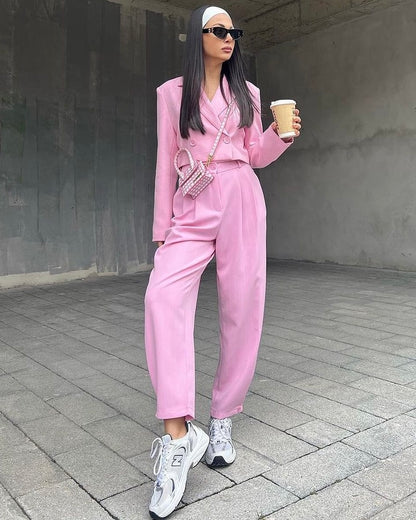 Bubblegum Pink Striped Trousers