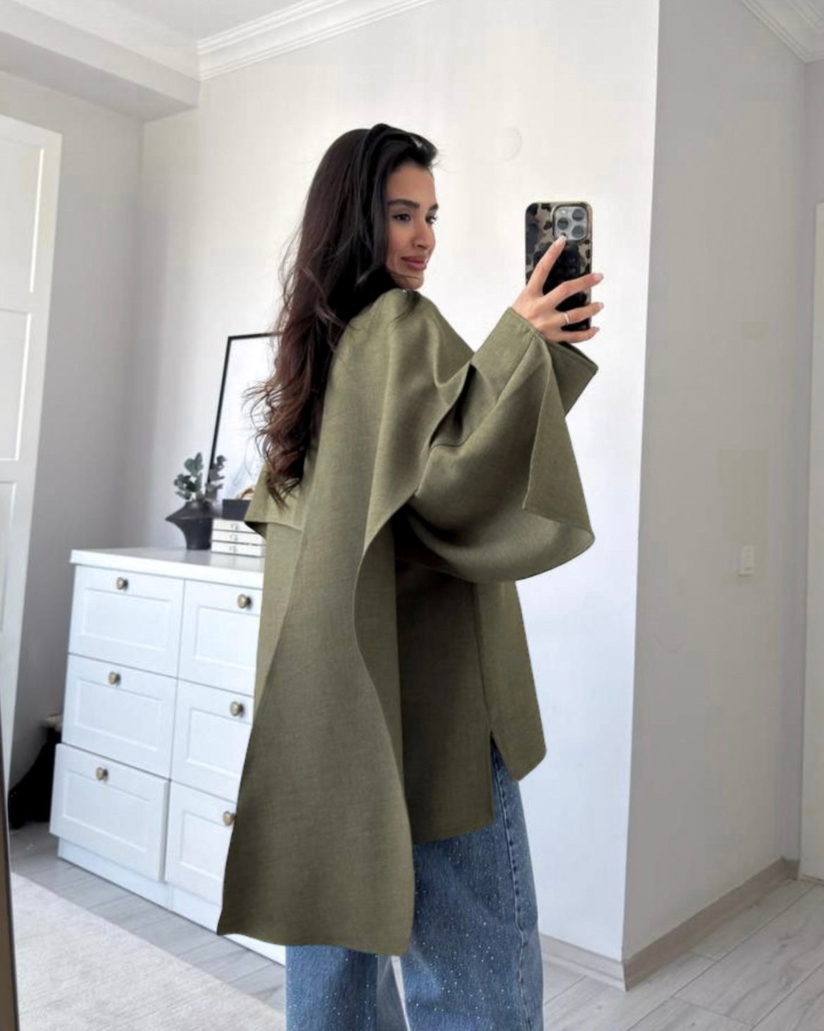 Petrol Green Asymmetrical Cape Top | توب كيب غير متماثل بلون بترولي