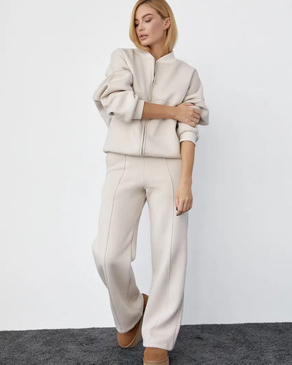 Beige Casual Loose Tracksuit