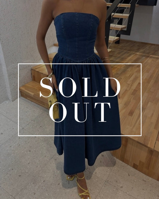 Denim Chic Strapless Dress | فستان جينز أنيق وناعم