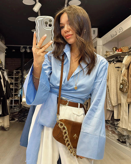 Sky Blue Wrap Shirt