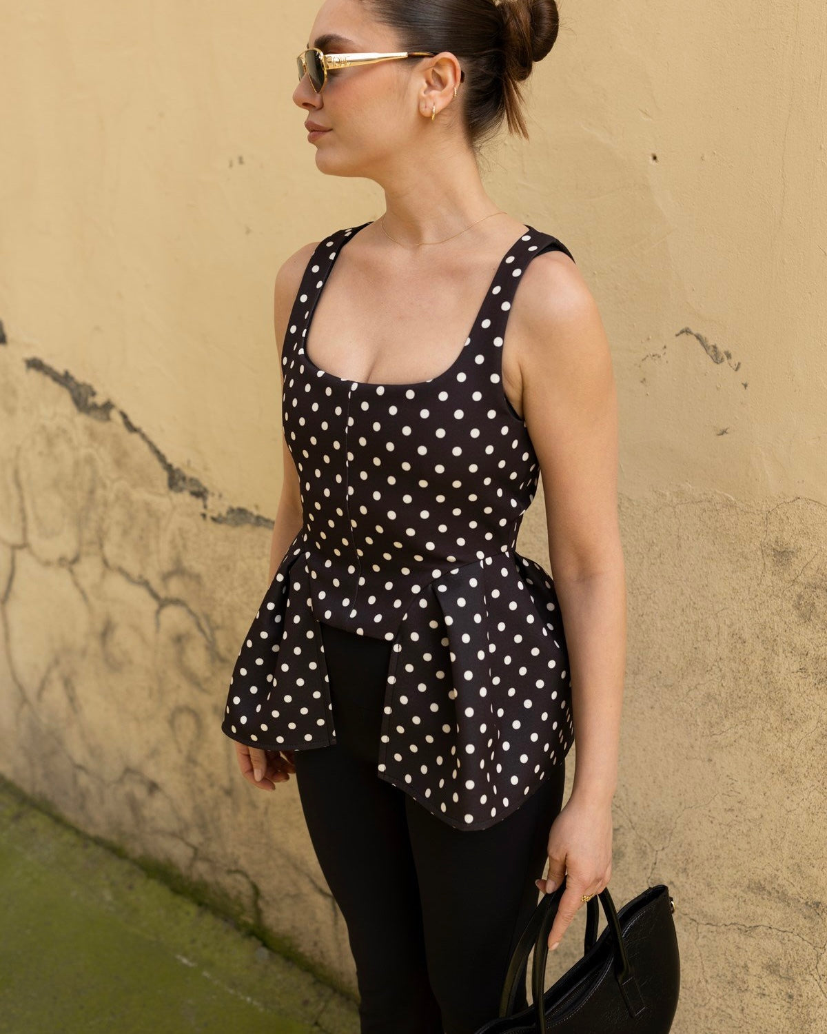 Elegant Polka Dot Peplum Top | توب بيبلوم أنيق بنقشة البولكا دوت