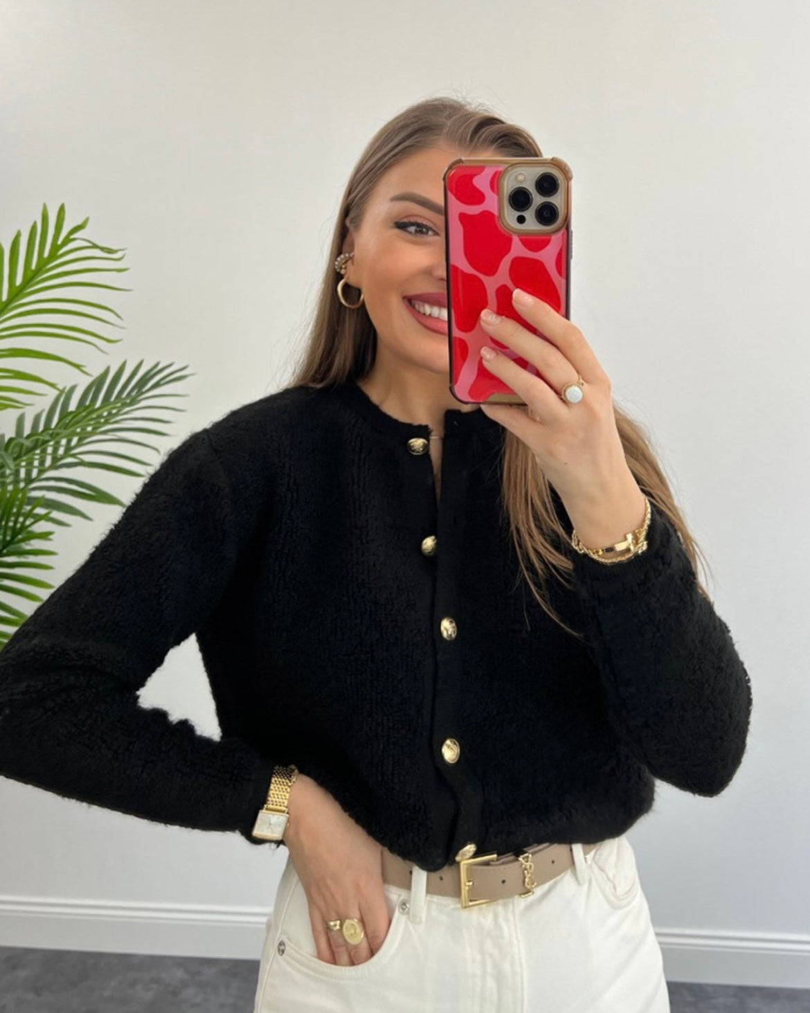 קרדיגן פלאפי שחור