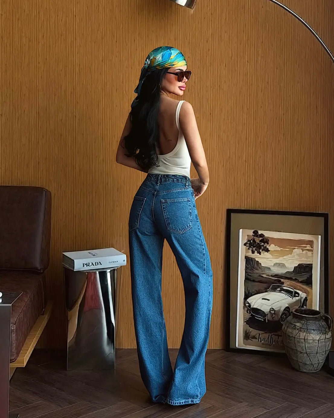 Classic Blue Wash Wide Leg Straight Jeans | جينز واسع مستقيم كلاسيكي