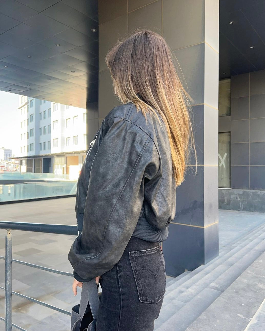 Vintage Leather Bomber Jacket