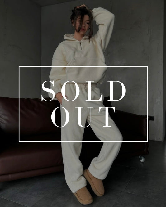 Cream Fleece Pullover and Pants Set