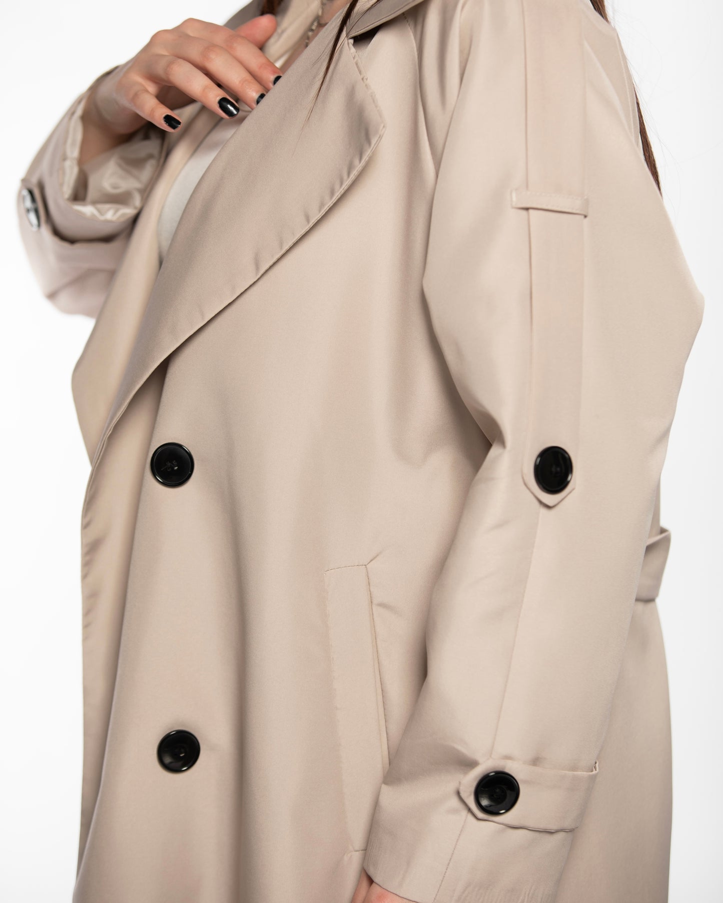 Beige Maxi Oversized Trench Coat