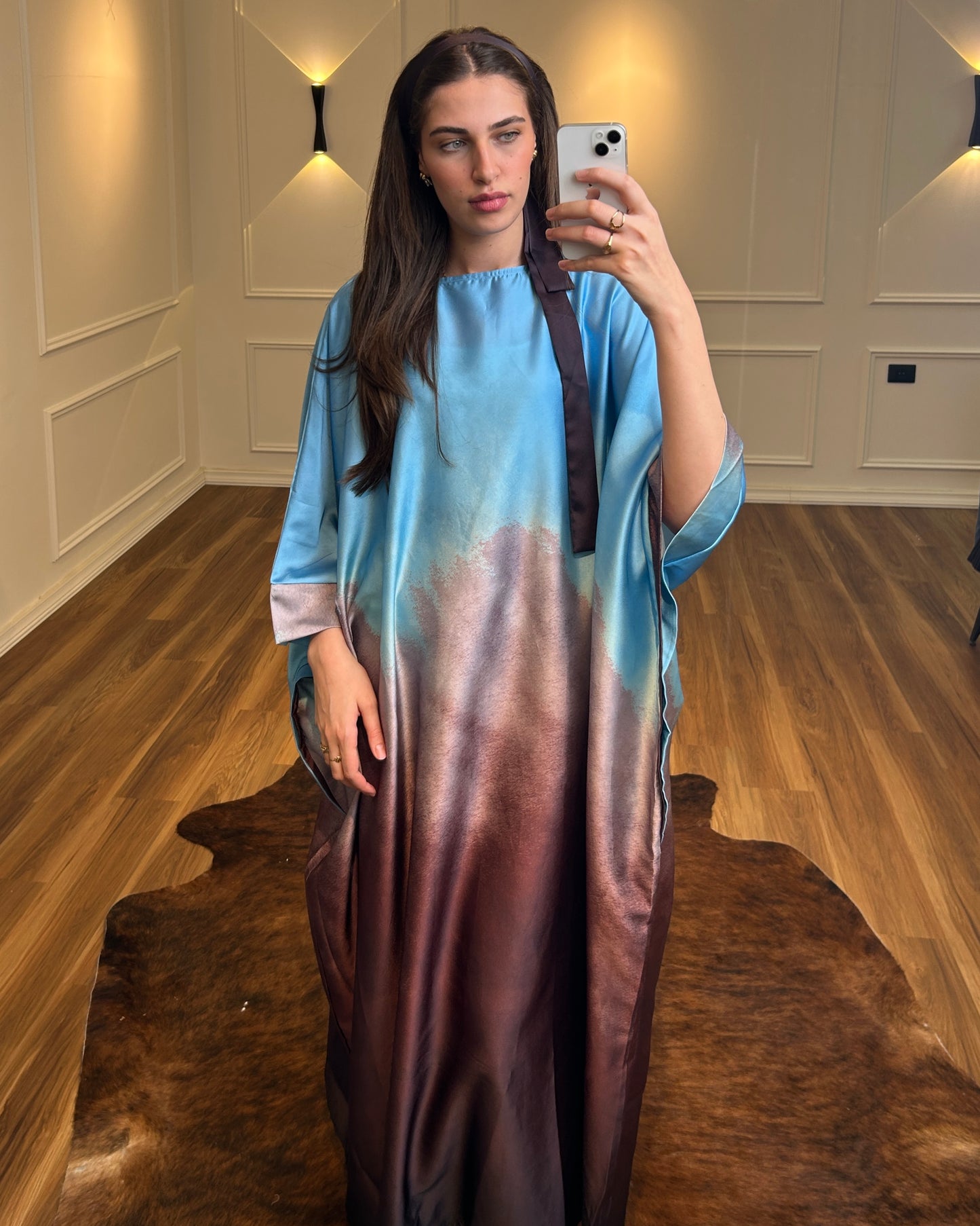 Satin Draped Dress/Abaya | فستان/عباية ساتان بقصة انسيابية