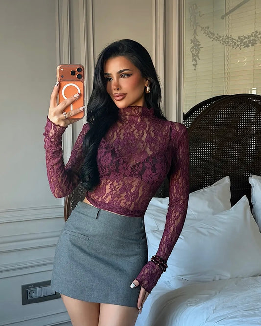 Burgundy Chiffon Top| توب شيفون برغندي